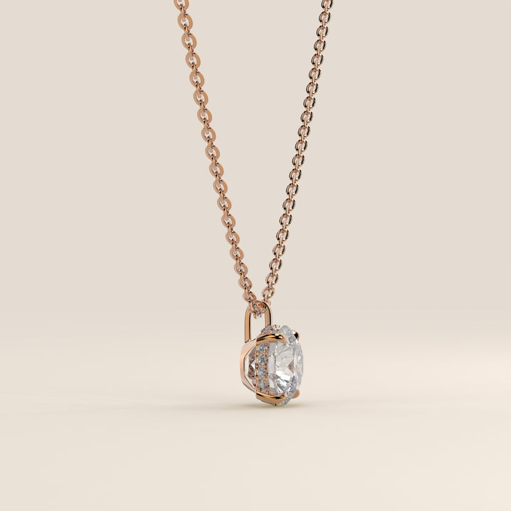 Lisa - Round Lab Grown Diamond Necklace with Hidden Halo