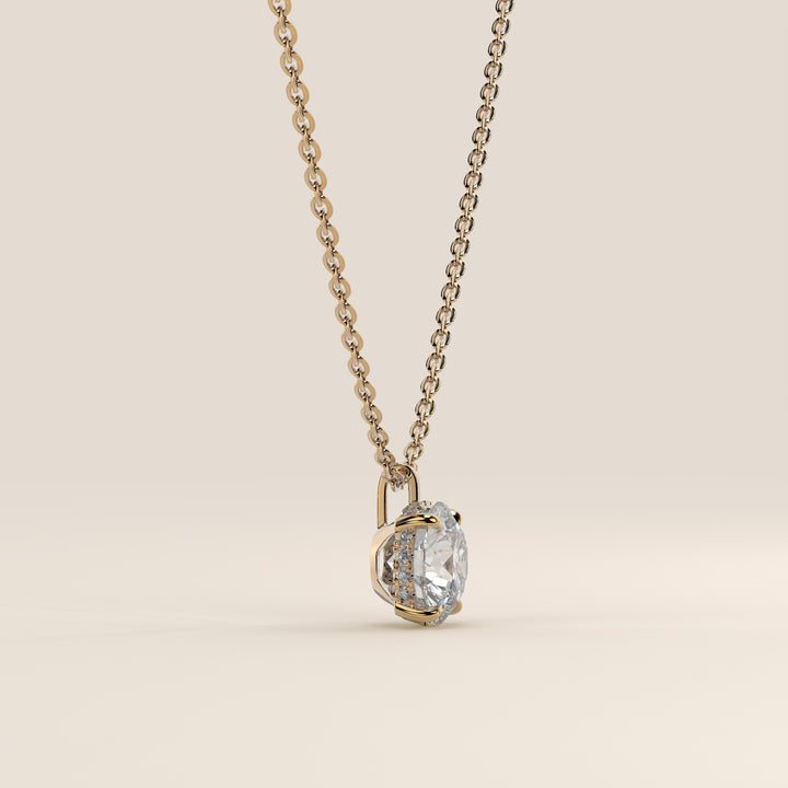 Lisa - Round Lab Grown Diamond Necklace with Hidden Halo