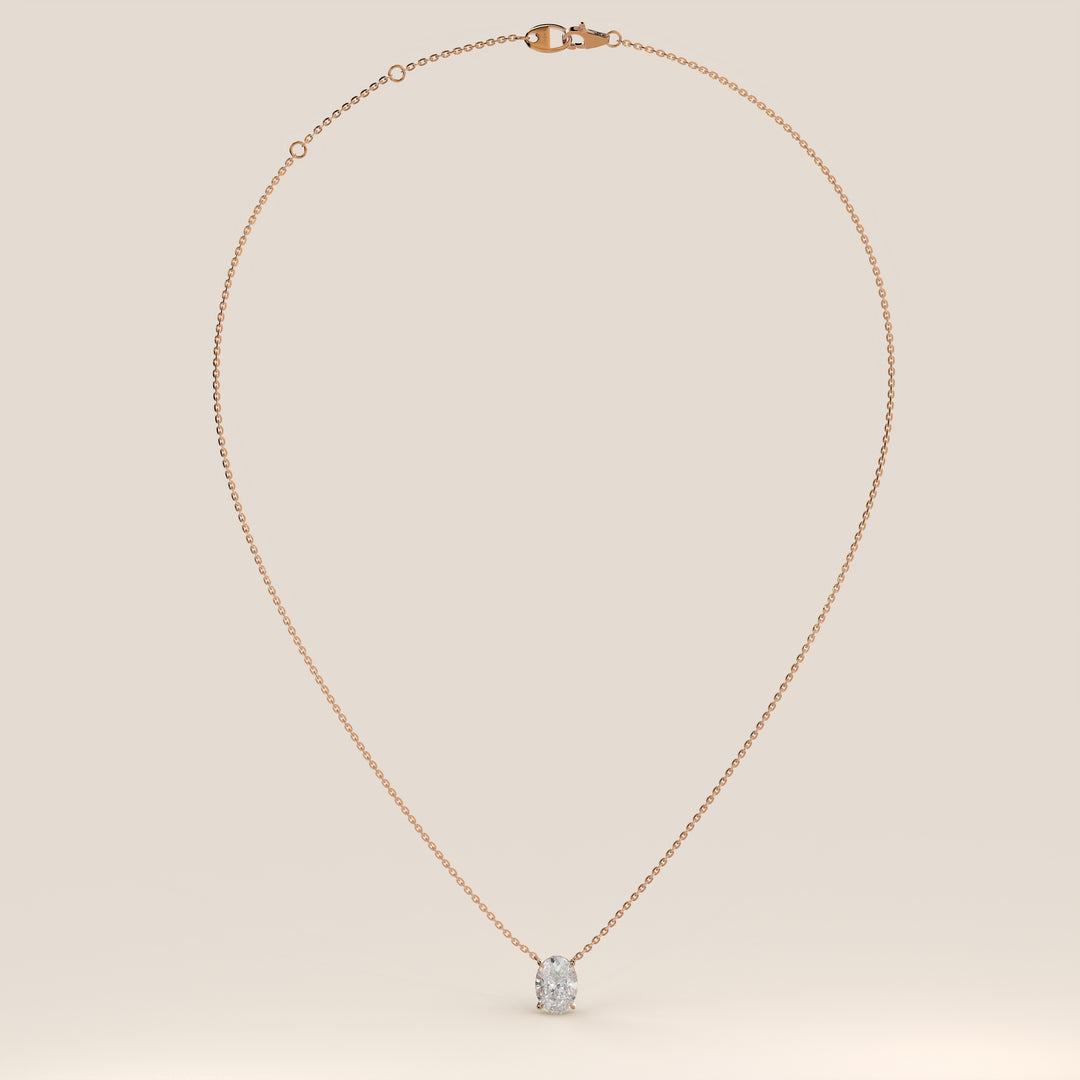 Sophie - Necklace with Double Hidden Halo Oval Pendant Lab Grown Diamond
