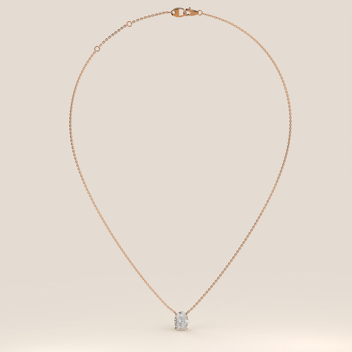 Sophie - Necklace with Double Hidden Halo Oval Pendant Lab Grown Diamond