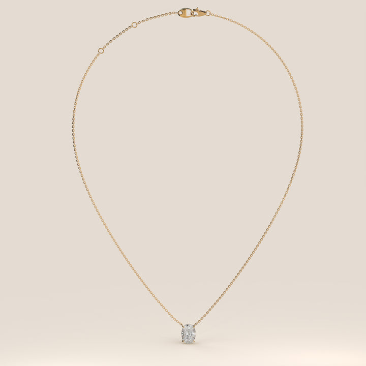 Sophie - Necklace with Double Hidden Halo Oval Pendant Lab Grown Diamond