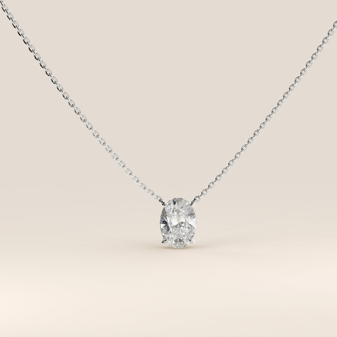 Sophie - Necklace with Double Hidden Halo Oval Pendant Lab Grown Diamond