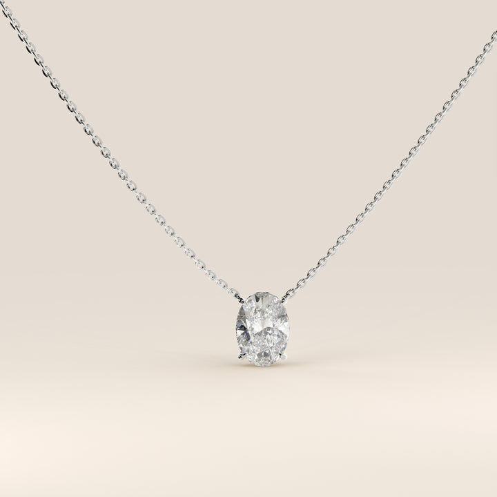 Sophie - Necklace with Double Hidden Halo Oval Pendant Lab Grown Diamond