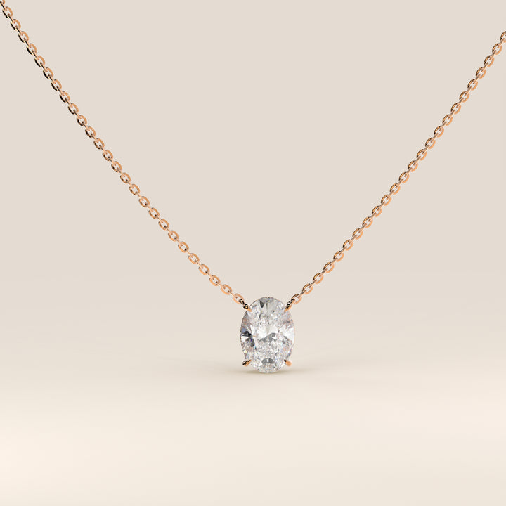 Sophie - Necklace with Double Hidden Halo Oval Pendant Lab Grown Diamond