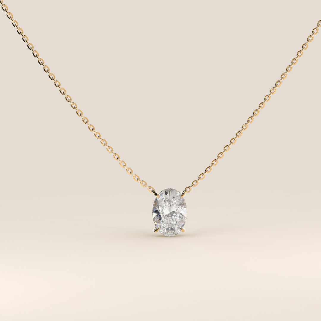 Sophie - Necklace with Double Hidden Halo Oval Pendant Lab Grown Diamond