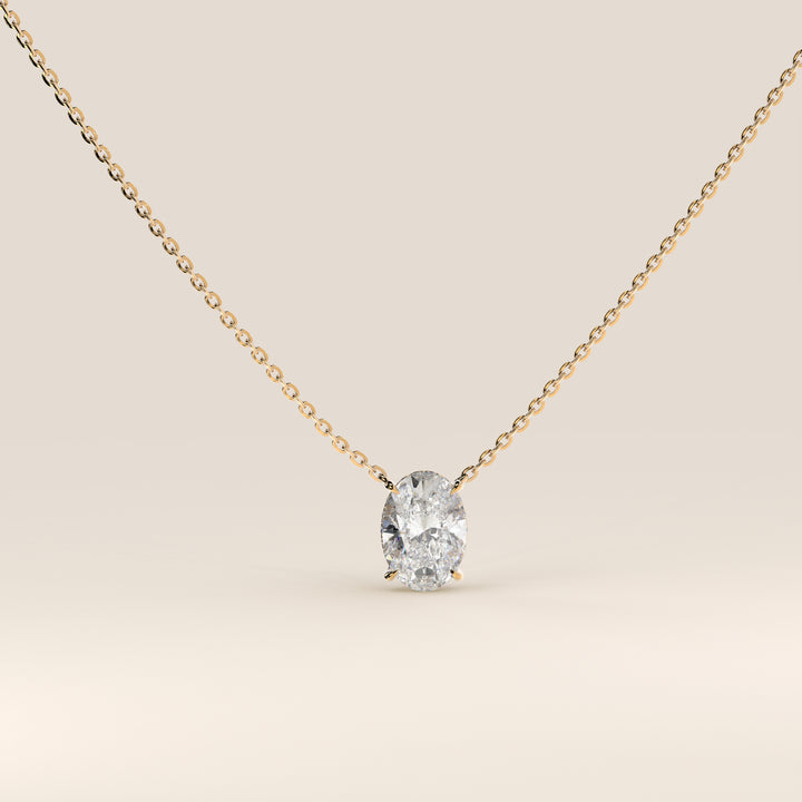 Sophie - Necklace with Double Hidden Halo Oval Pendant Lab Grown Diamond