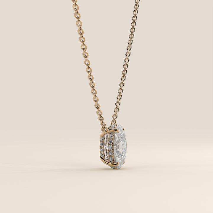Sophie - Necklace with Double Hidden Halo Oval Pendant Lab Grown Diamond