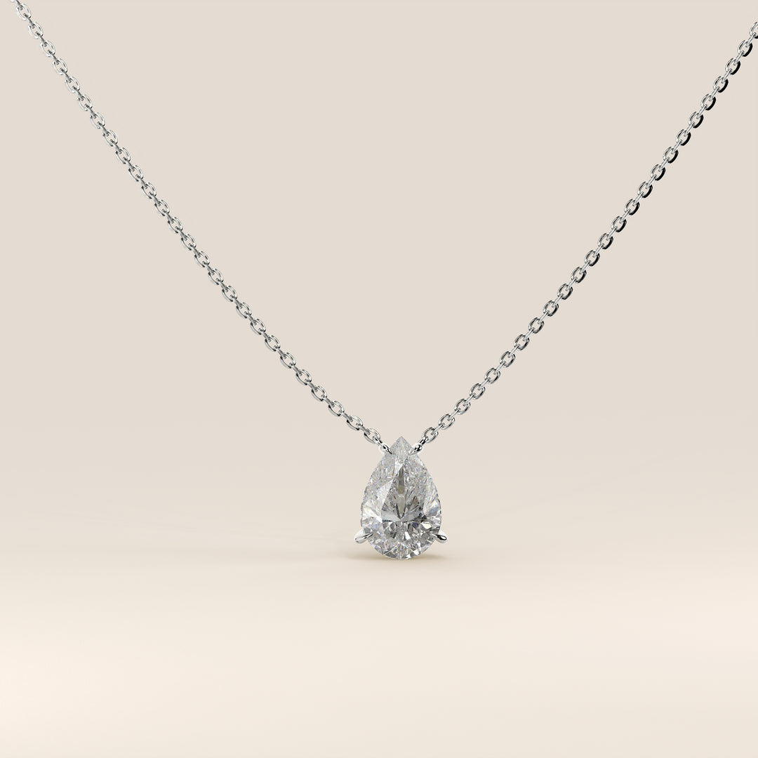 Sophie - Necklace with Double Hidden Halo Pear Pendant Lab Grown Diamond