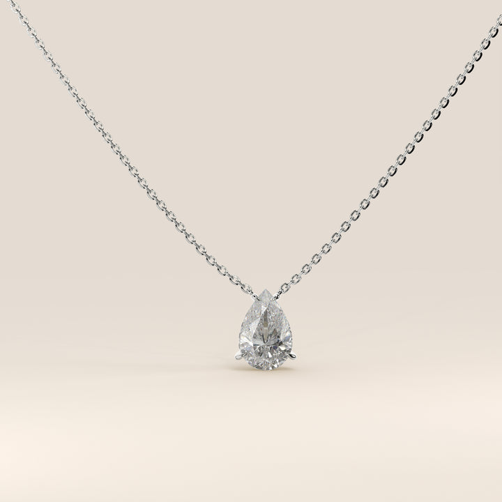 Sophie - Necklace with Double Hidden Halo Pear Pendant Lab Grown Diamond