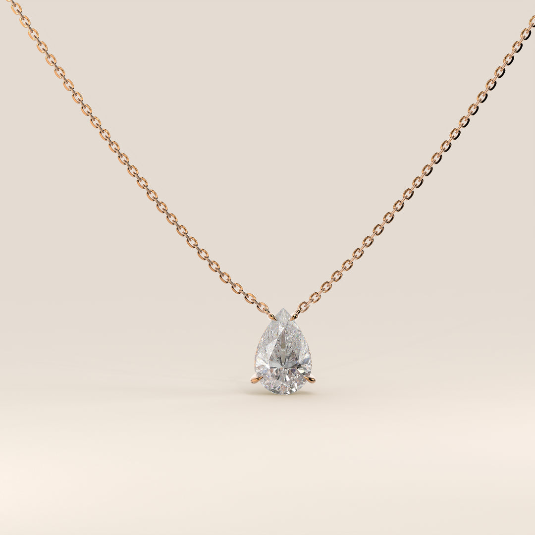 Sophie - Necklace with Double Hidden Halo Pear Pendant Lab Grown Diamond