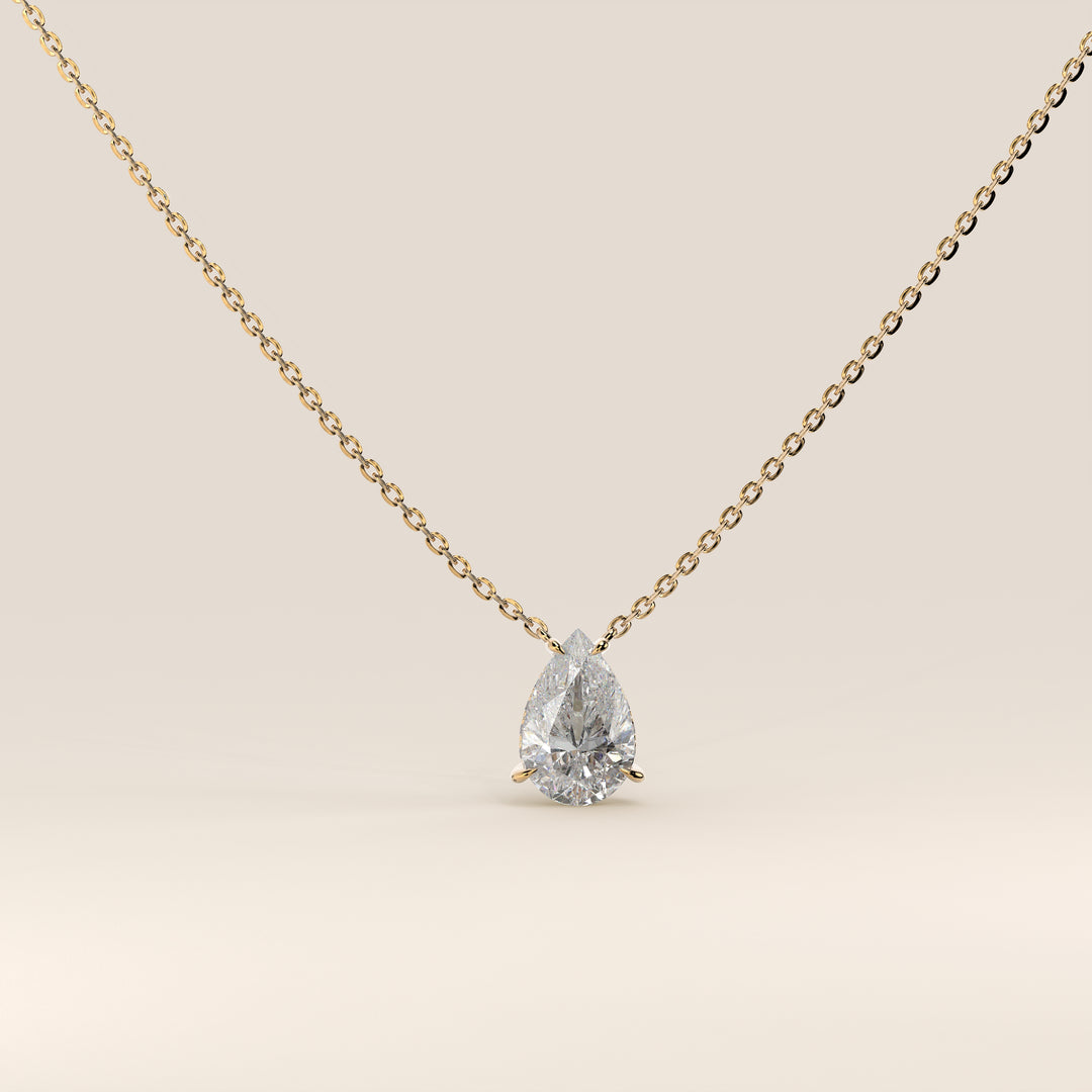 Sophie - Necklace with Double Hidden Halo Pear Pendant Lab Grown Diamond