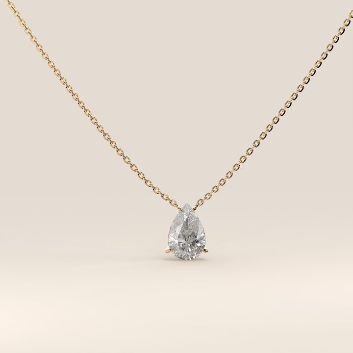 Sophie - Necklace with Double Hidden Halo Pear Pendant Lab Grown Diamond