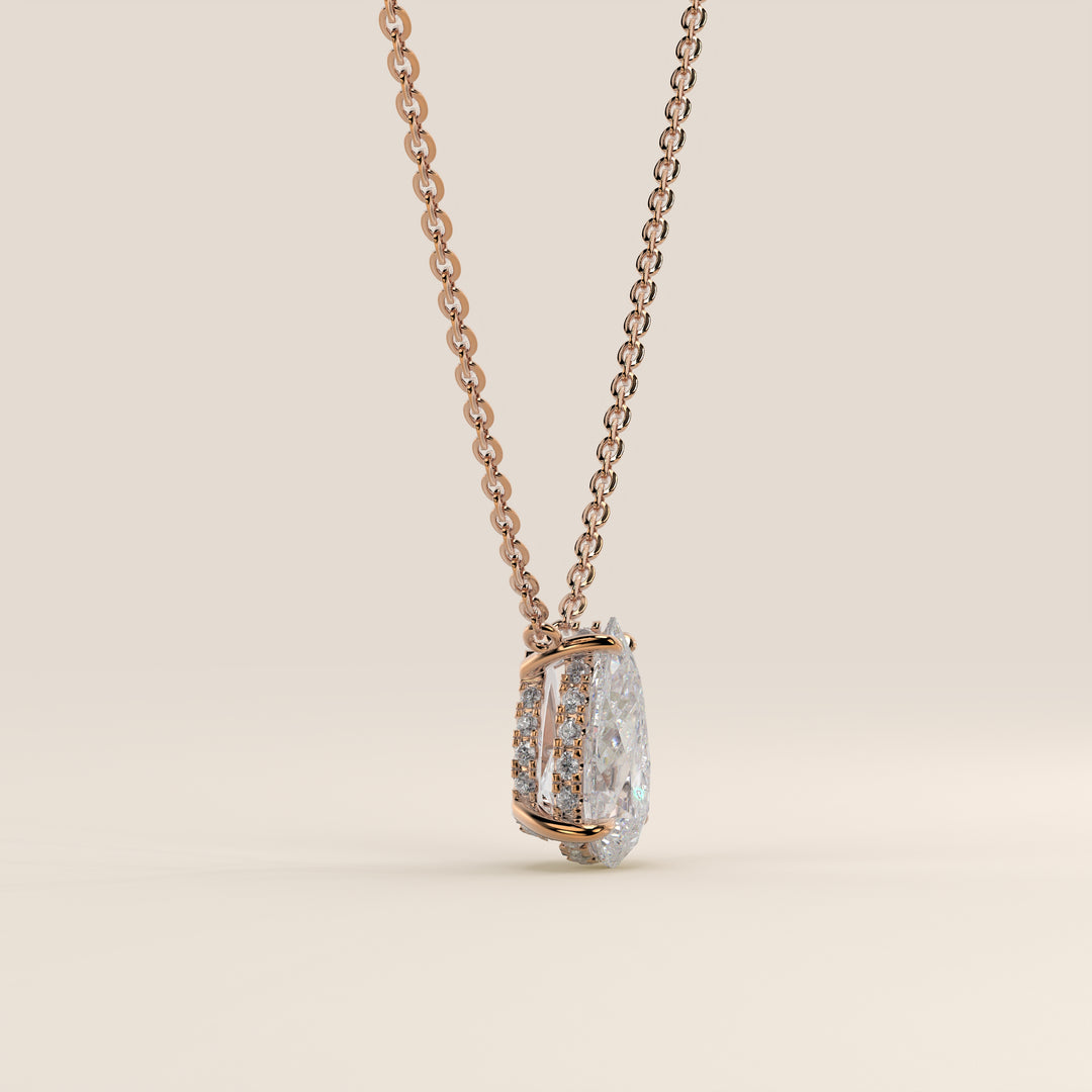Sophie - Necklace with Double Hidden Halo Pear Pendant Lab Grown Diamond