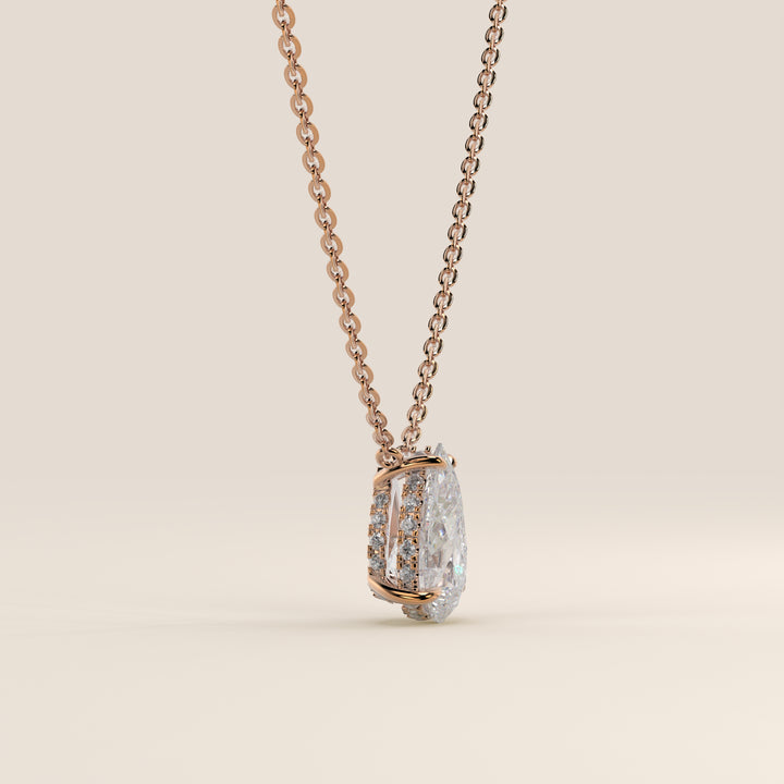 Sophie - Necklace with Double Hidden Halo Pear Pendant Lab Grown Diamond