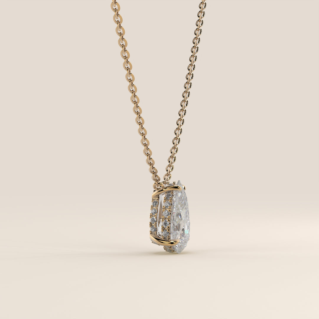 Sophie - Necklace with Double Hidden Halo Pear Pendant Lab Grown Diamond
