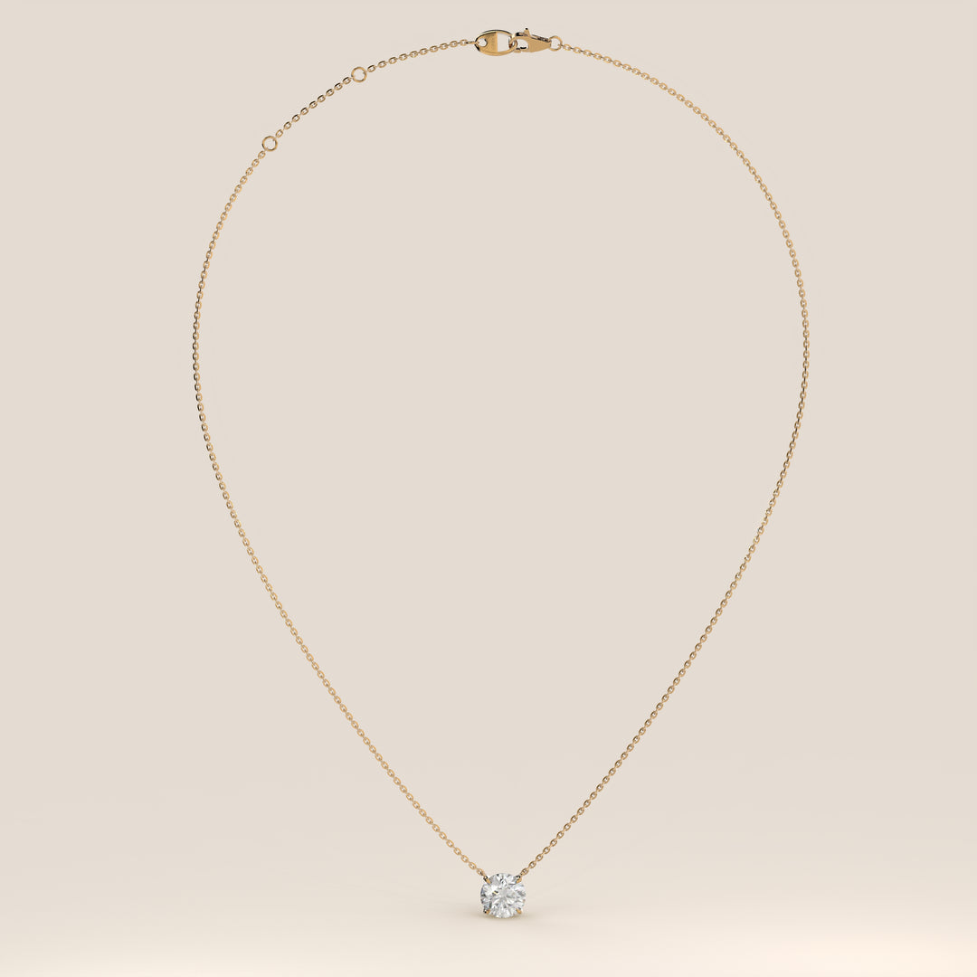 Sophie - Necklace with Double Hidden Halo Round Brilliant Pendant Lab Grown Diamond