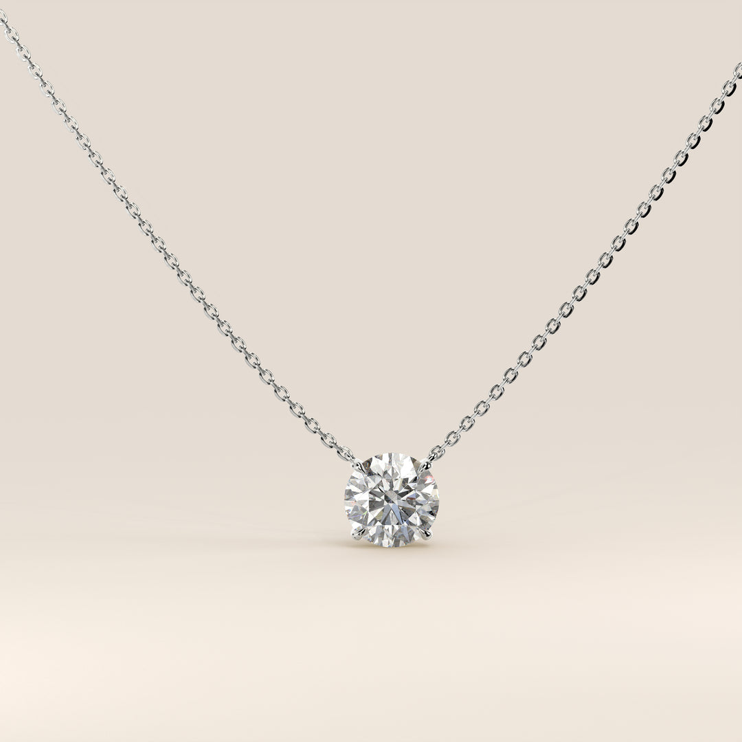 Sophie - Necklace with Double Hidden Halo Round Brilliant Pendant Lab Grown Diamond