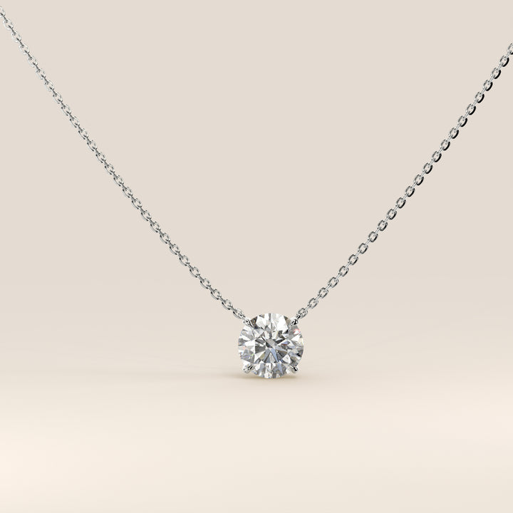 Sophie - Necklace with Double Hidden Halo Round Brilliant Pendant Lab Grown Diamond