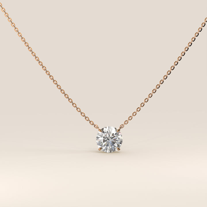 Sophie - Necklace with Double Hidden Halo Round Brilliant Pendant Lab Grown Diamond