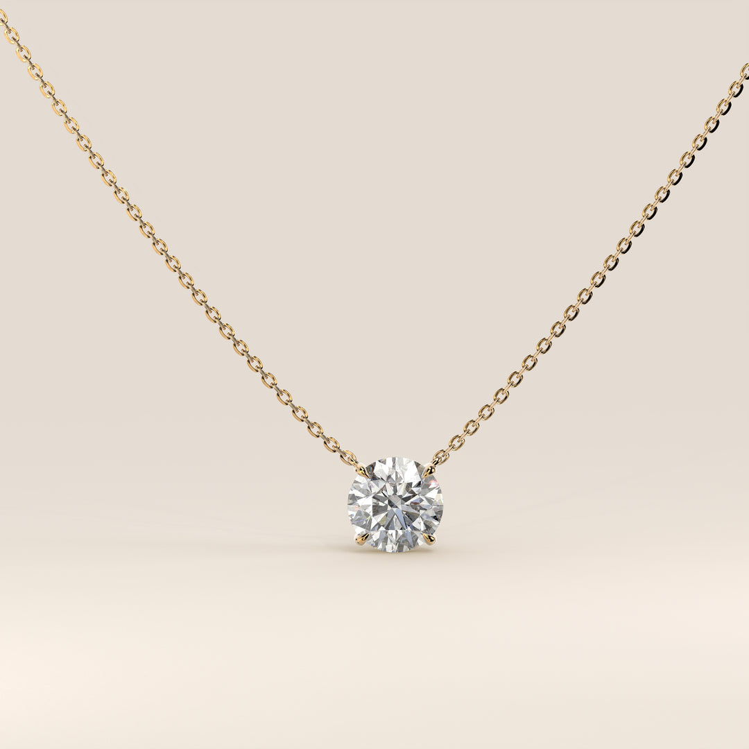 Sophie - Necklace with Double Hidden Halo Round Brilliant Pendant Lab Grown Diamond