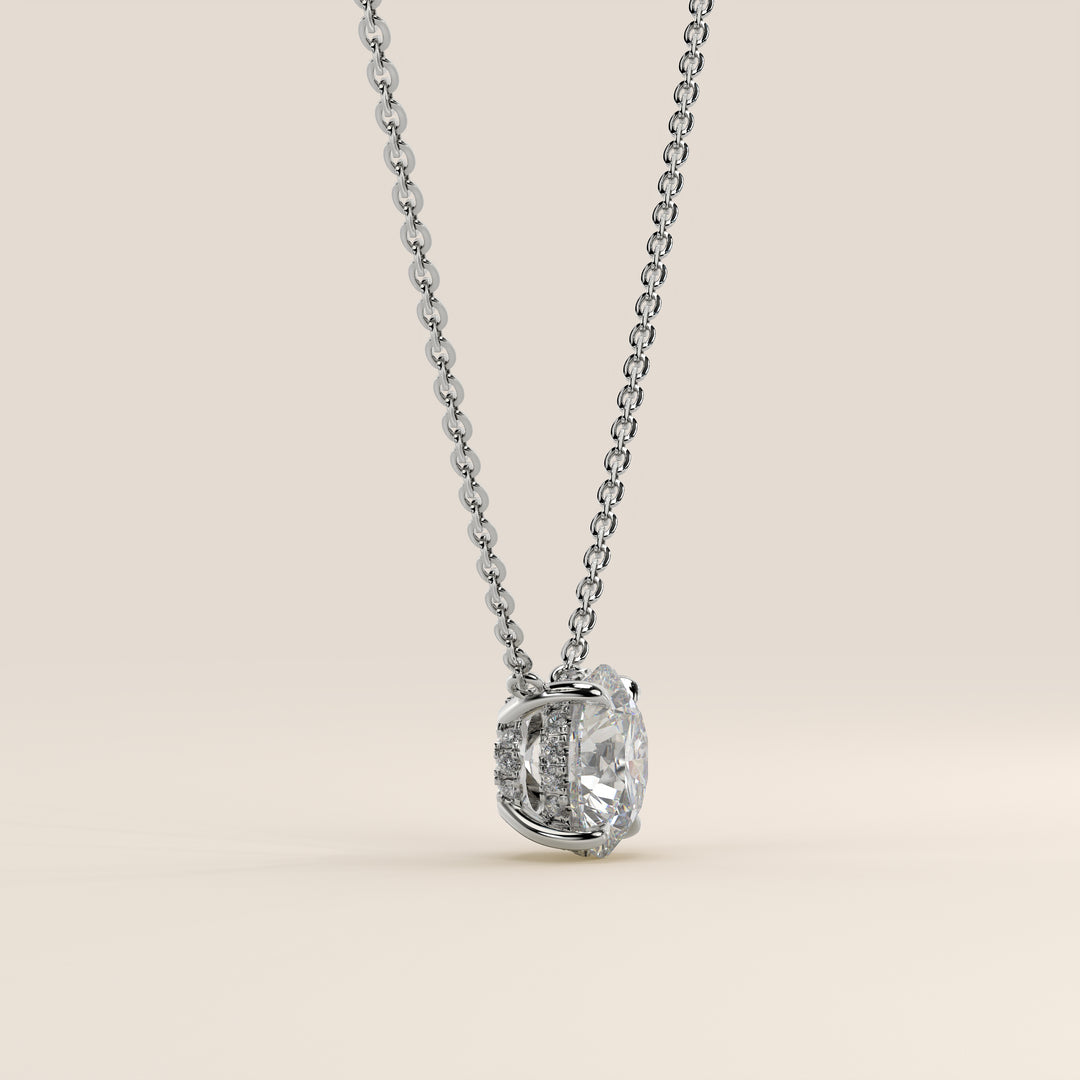 Sophie - Necklace with Double Hidden Halo Round Brilliant Pendant Lab Grown Diamond