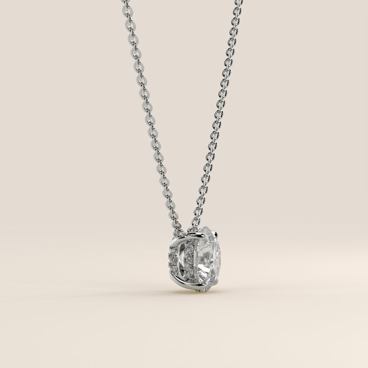 Sophie - Necklace with Double Hidden Halo Round Brilliant Pendant Lab Grown Diamond