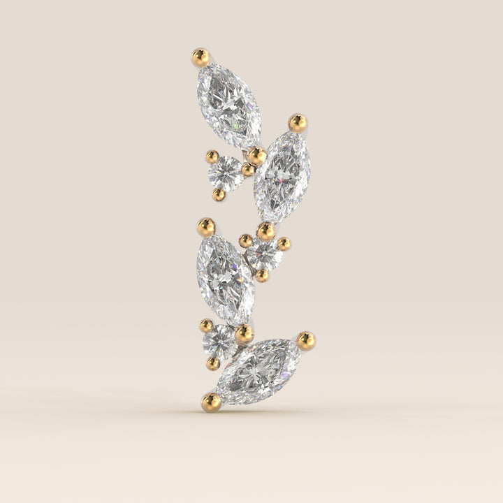 Leaf Marquise Round Cluster Lab Grown Diamond Piercing