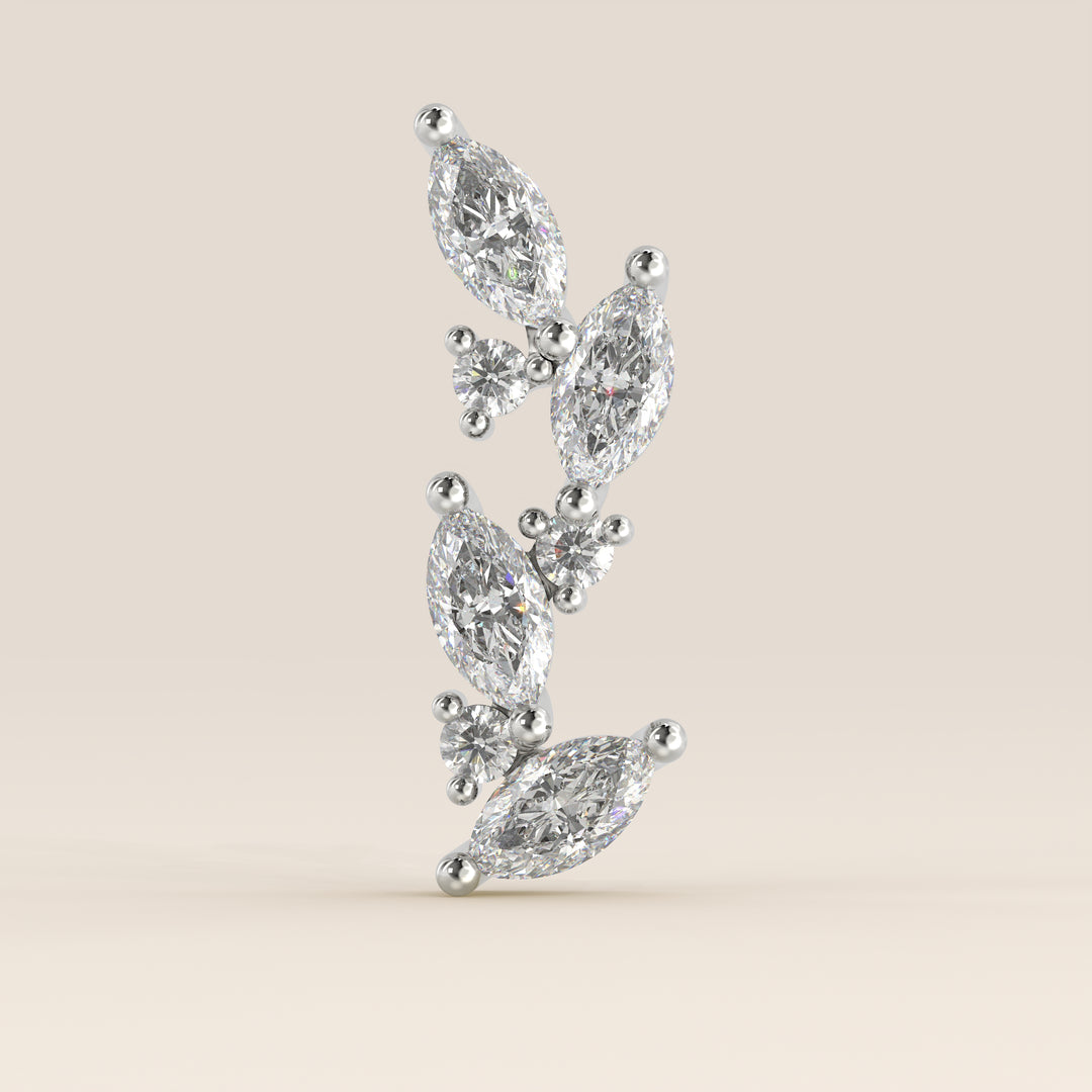 Leaf Marquise Round Cluster Lab Grown Diamond Piercing