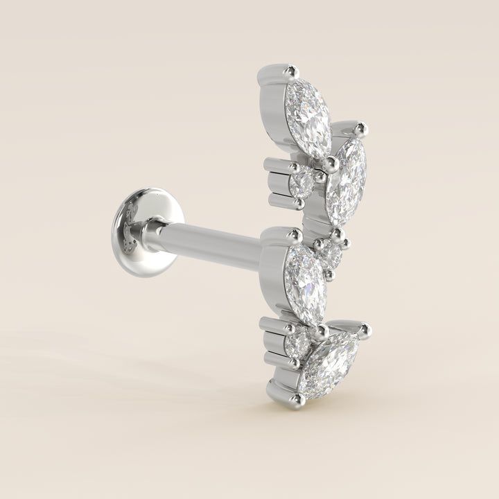 Leaf Marquise Round Cluster Lab Grown Diamond Piercing