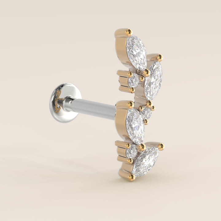 Leaf Marquise Round Cluster Lab Grown Diamond Piercing