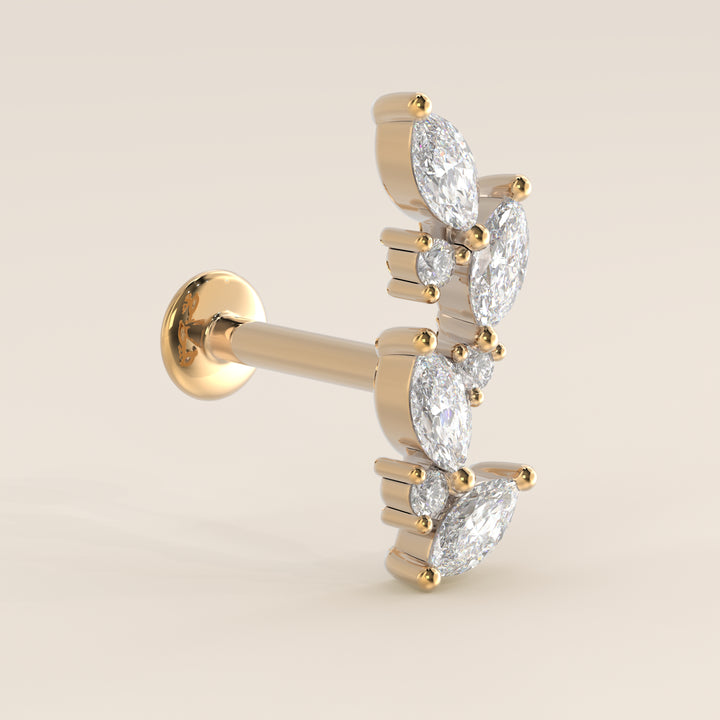 Leaf Marquise Round Cluster Lab Grown Diamond Piercing