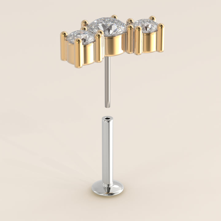 Radiance Round Graduating Trio Lab Grown Diamond Piercing