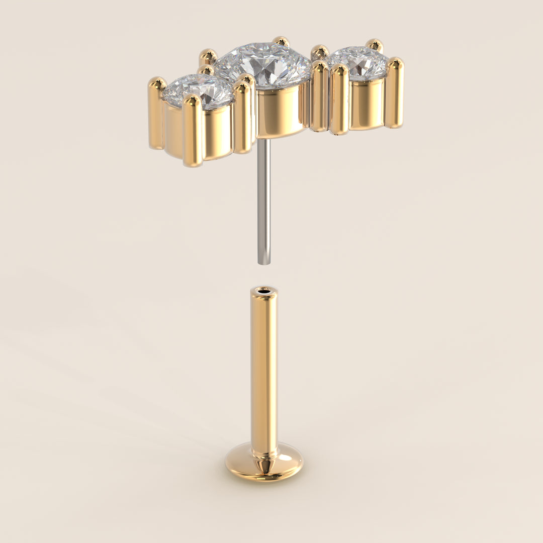 Radiance Round Graduating Trio Lab Grown Diamond Piercing