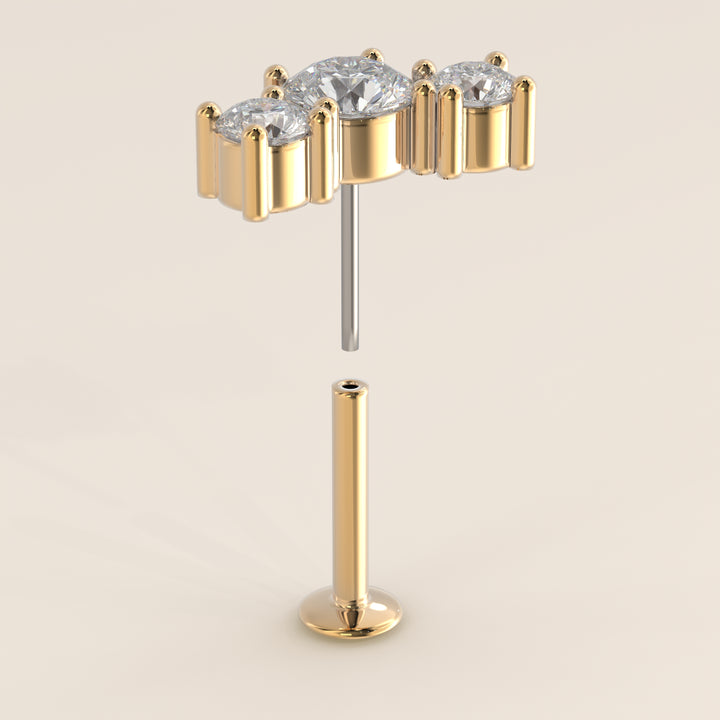 Radiance Round Graduating Trio Lab Grown Diamond Piercing