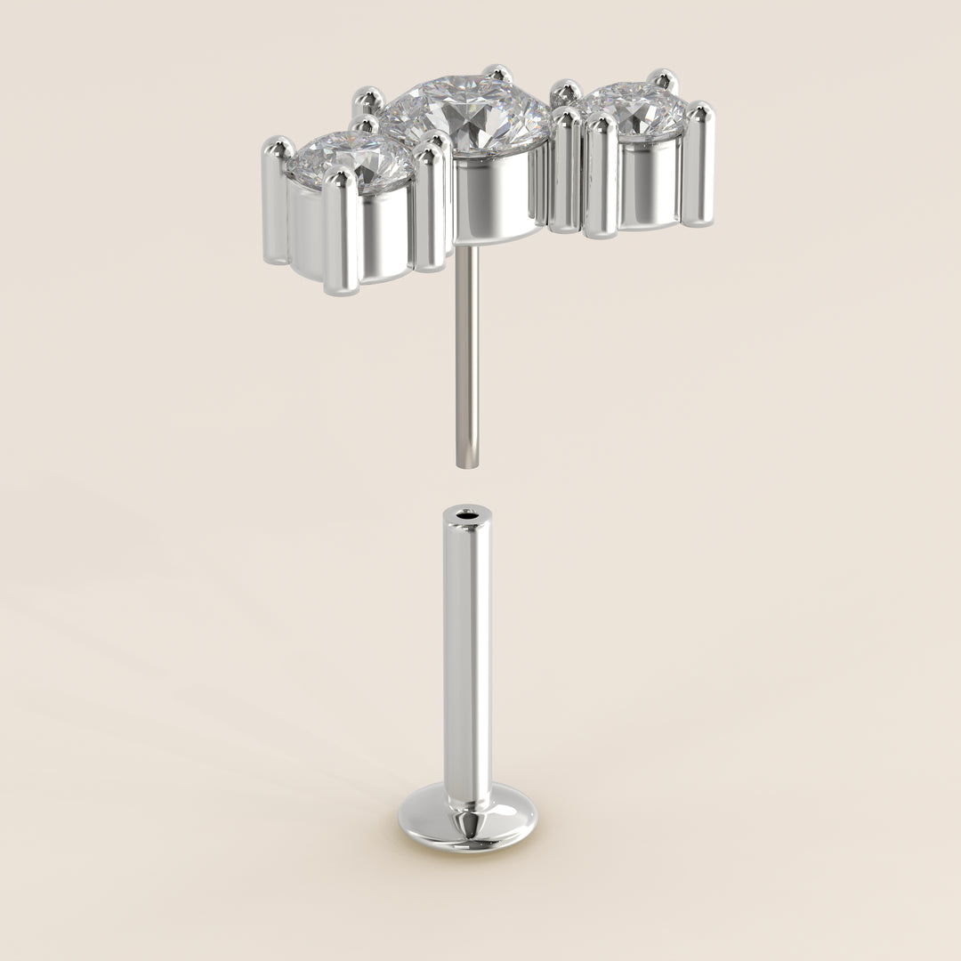 Radiance Round Graduating Trio Lab Grown Diamond Piercing