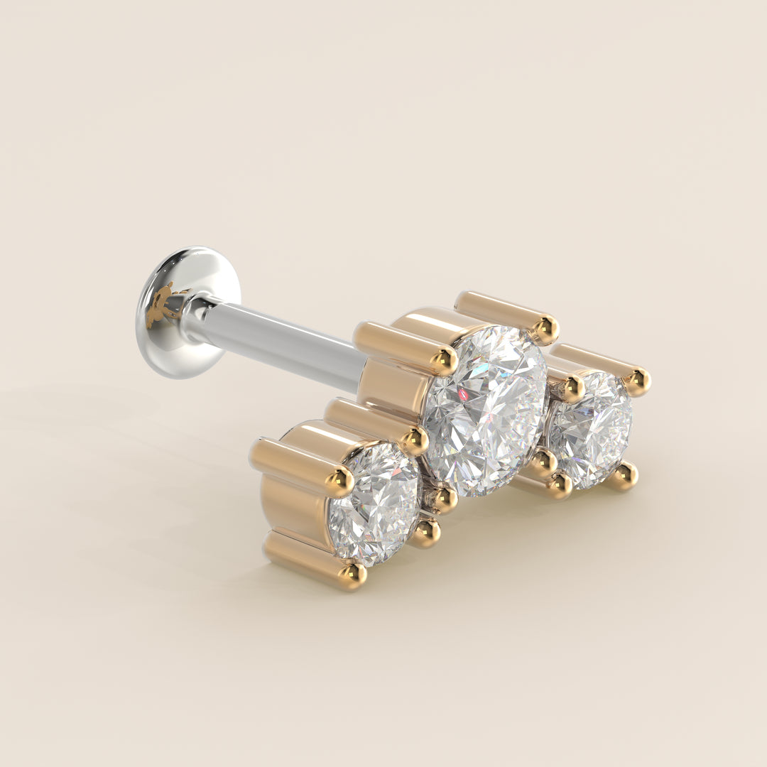 Radiance Round Graduating Trio Lab Grown Diamond Piercing