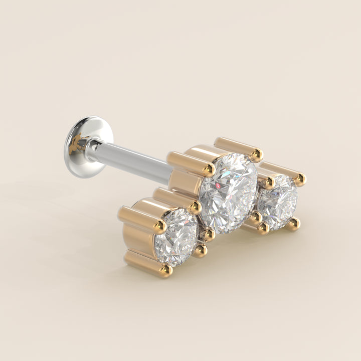 Radiance Round Graduating Trio Lab Grown Diamond Piercing