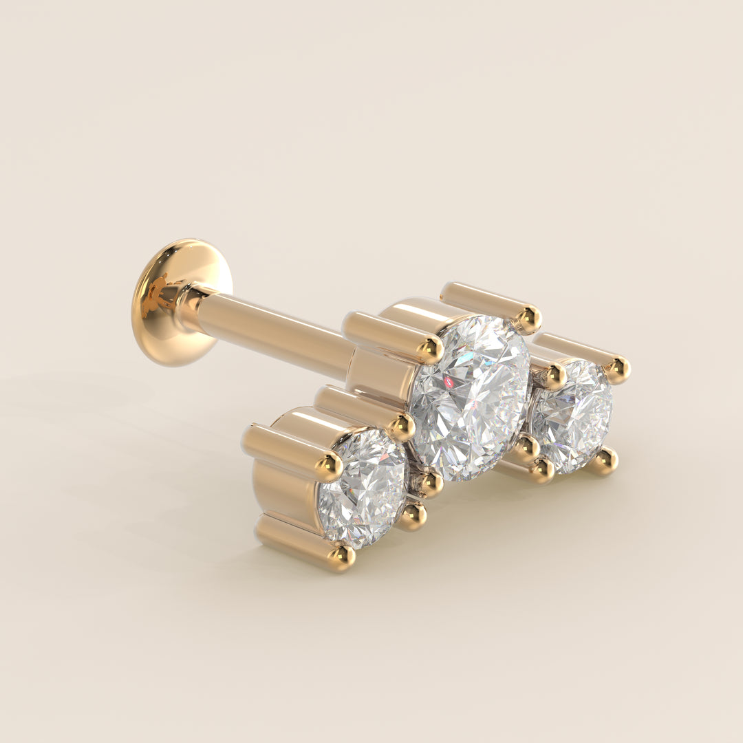 Radiance Round Graduating Trio Lab Grown Diamond Piercing