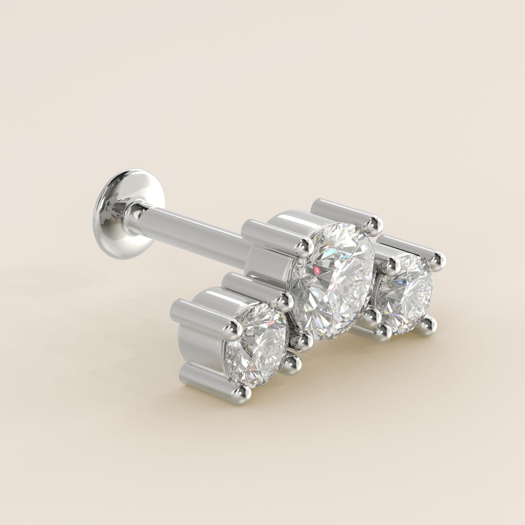 Radiance Round Graduating Trio Lab Grown Diamond Piercing