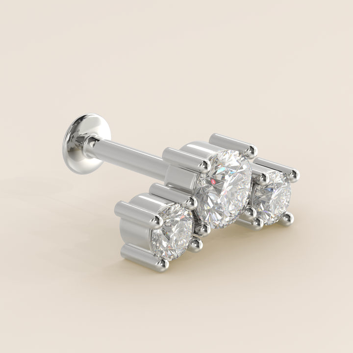 Radiance Round Graduating Trio Lab Grown Diamond Piercing