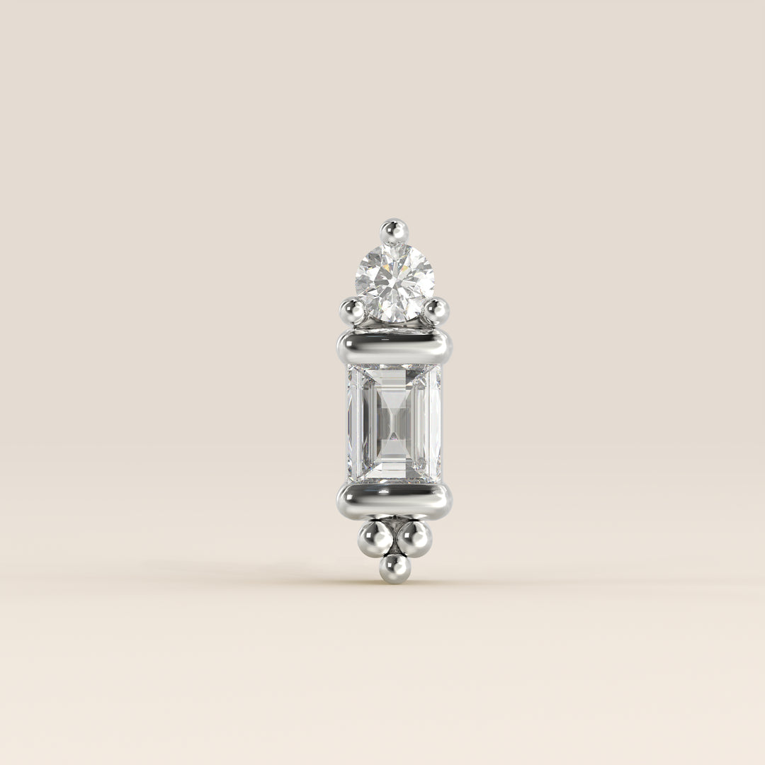 Baguette Round Bezel Ornament Lab Grown Diamond Piercing