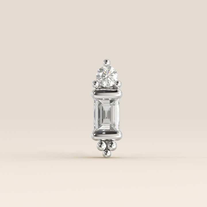 Baguette Round Bezel Ornament Lab Grown Diamond Piercing