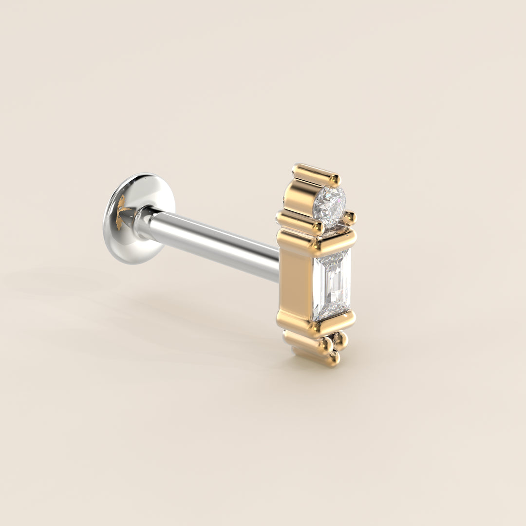 Baguette Round Bezel Ornament Lab Grown Diamond Piercing