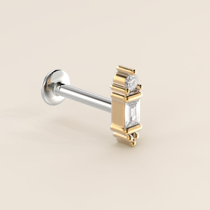 Baguette Round Bezel Ornament Lab Grown Diamond Piercing