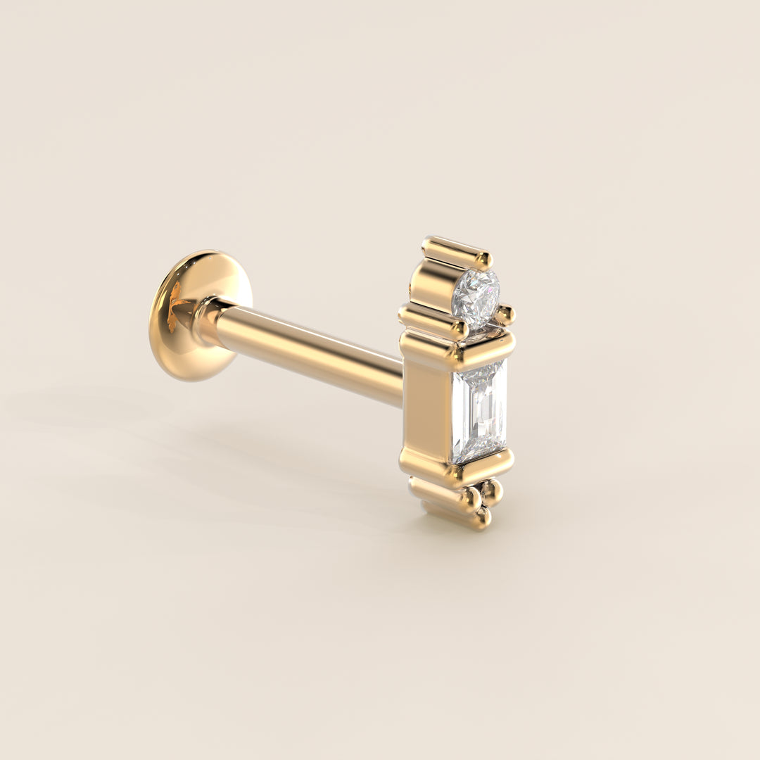 Baguette Round Bezel Ornament Lab Grown Diamond Piercing