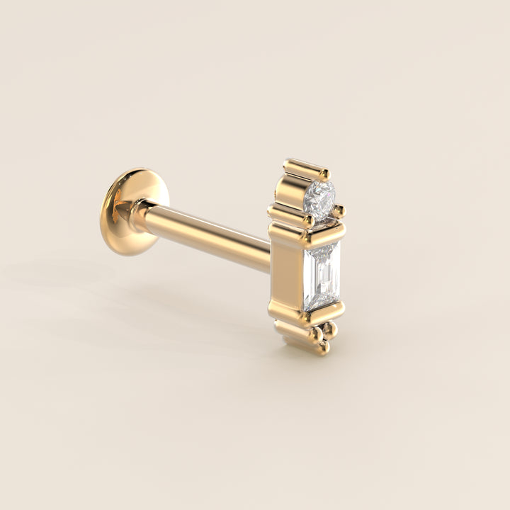 Baguette Round Bezel Ornament Lab Grown Diamond Piercing