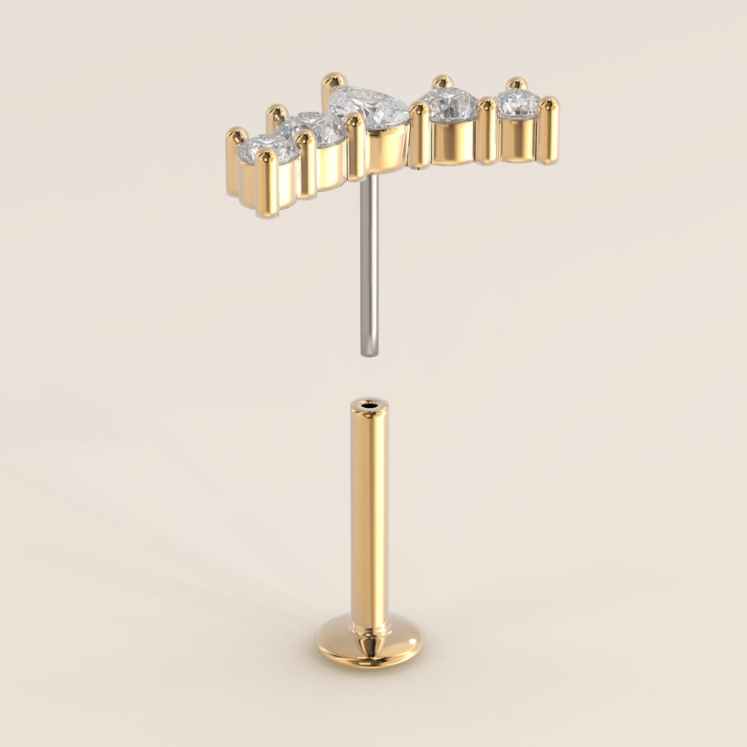 Celestial Pear and Round Curve Lab Grown Diamond Piercing