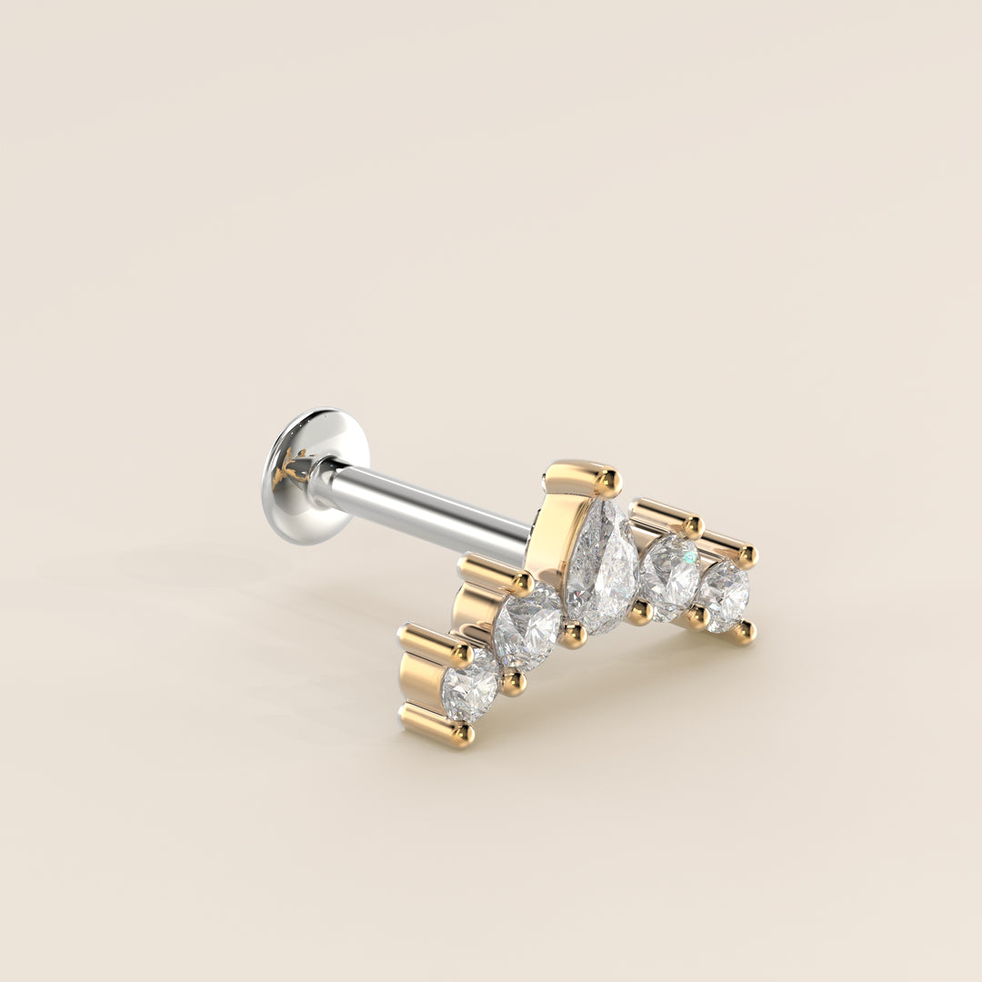 Celestial Pear and Round Curve Lab Grown Diamond Piercing