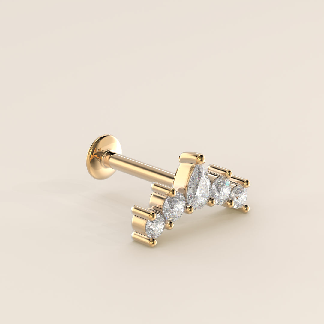 Celestial Pear and Round Curve Lab Grown Diamond Piercing