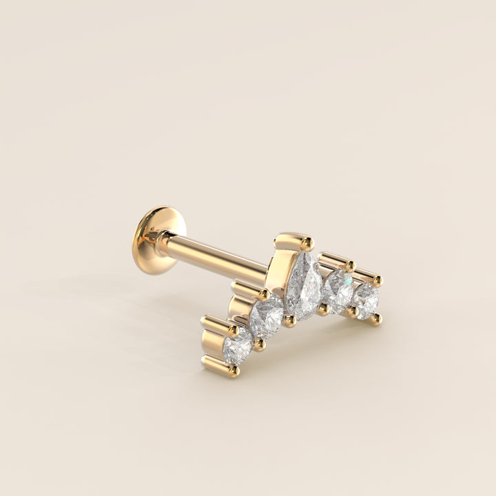 Celestial Pear and Round Curve Lab Grown Diamond Piercing